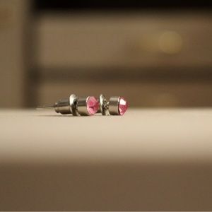 Pink Rhinestone Studs silver tone